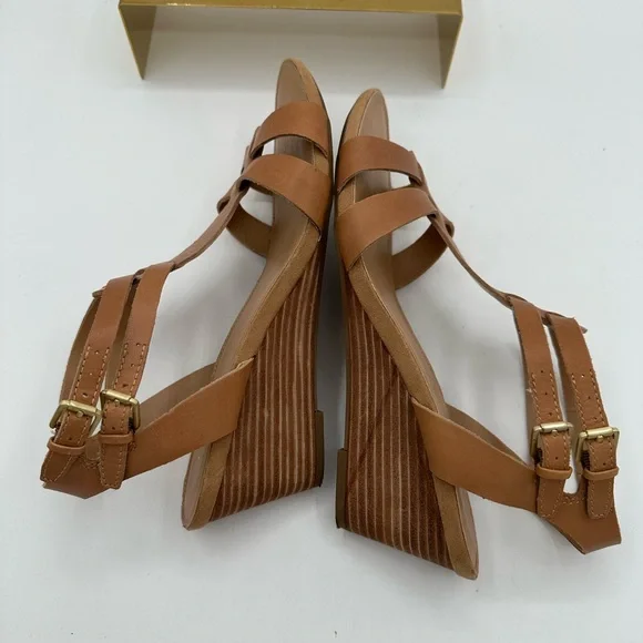 FRANCO SARTO Tan Leather ‘Dare’ Sandal Wedges | Size 8.5 - Picture 8 of 14